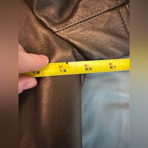 Women’s Leather Excelled Collection Zip Jacket metallic bronze belt strap Size M - Picture 10 of 13